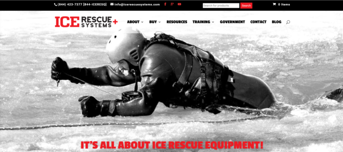 Ice rescure systems website screenshot